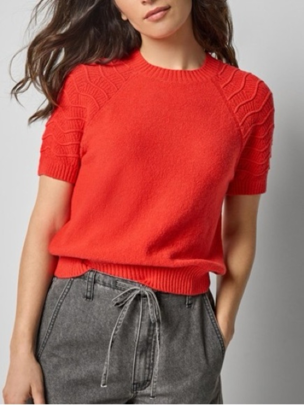 Lilla P Textured Sleeve Sweater